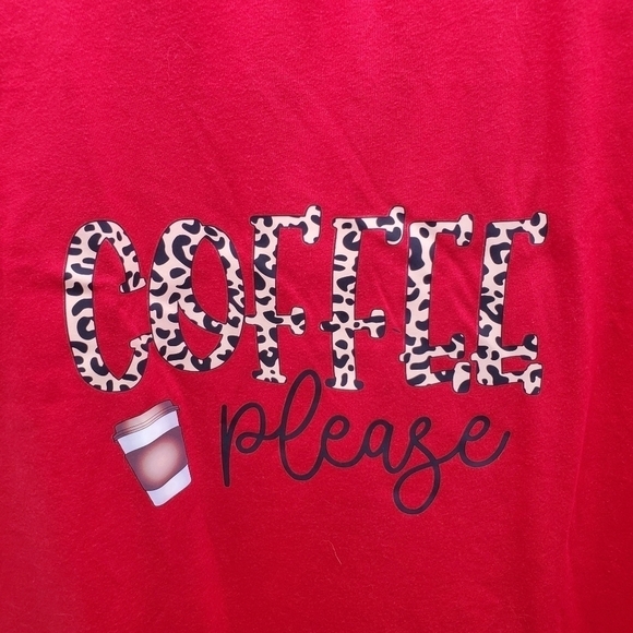 Coffee Please Short Sleeve T Shirt Women's Size XXL Red NEW - Picture 2 of 4